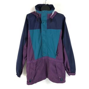 Vintage Lands’ End Colorblock Windbreaker Jacket Size XL Unisex Anorak Retro 90s